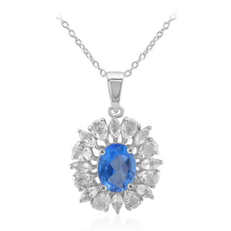 Indigoblauer Topas-Silberhalskette