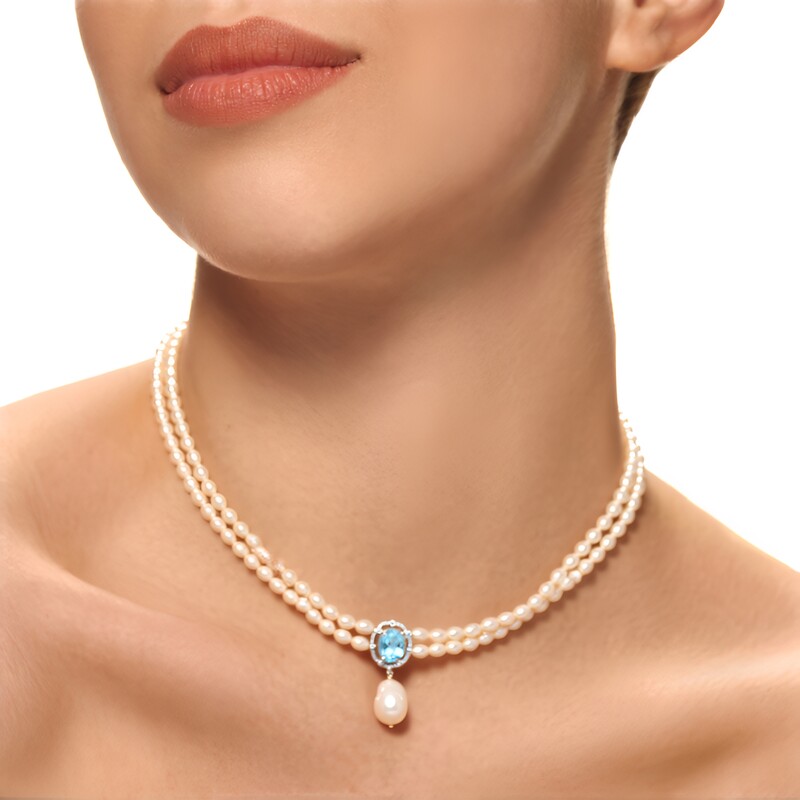 Collana in argento con Perla d'Acqua Dolce Bianca (TPC)