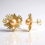 Orecchini in argento con Perla Ming color Pesca (TPC)