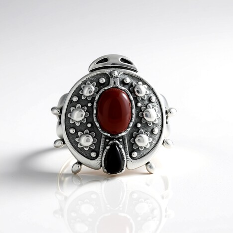 Anello in argento con Diaspro Rosso  (Desert Chic)