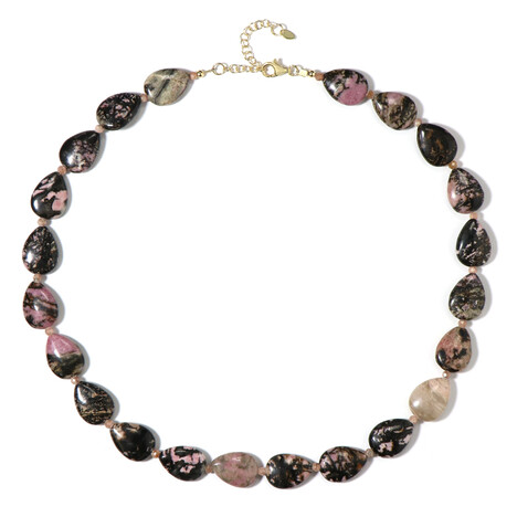 Zilveren halsketting met rhodonieten