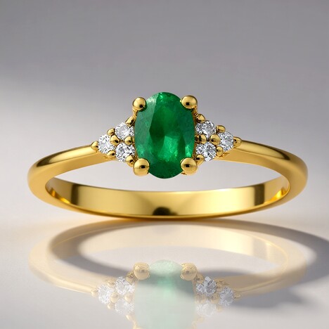 Anello in oro con Smeraldo Zambia AAA