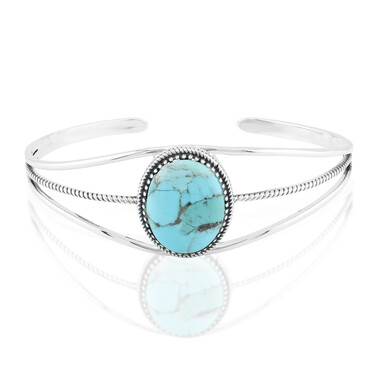 Kingman Blue Mojave Turquoise Silver Bangle (Jones Lee)