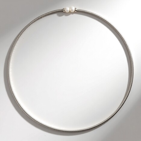 Collana rigida in argento con Perla d'Acqua Dolce Bianca (SUHANA)