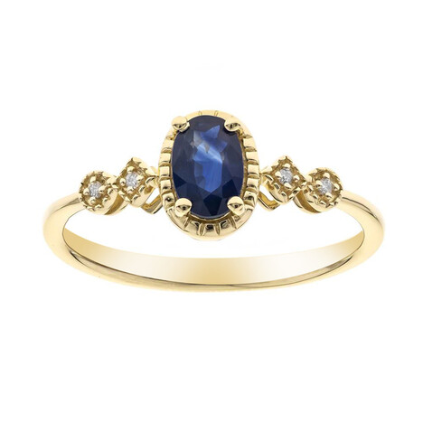 Anillo en oro con Zafiro azul Ceylon