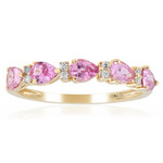 Gouden ring met Ceylon roze saffieren