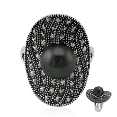 Anello in argento con Perla Tahitiana (Annette classic)