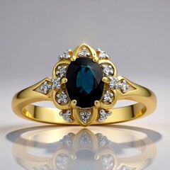 Anello in oro con Zaffiro blu Kings Plains