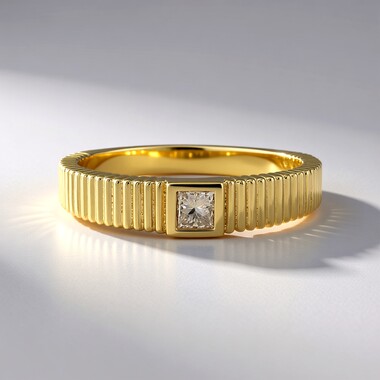 I2 Champagner-Diamant-Goldring (de Melo Gold)