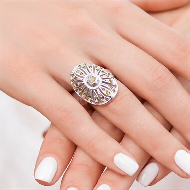 Bague en argent et Diamant rose de France SI1 d'Argyle  (Annette classic)