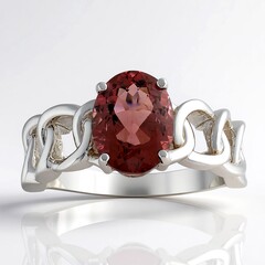 Anello in argento con Apatite Rossa