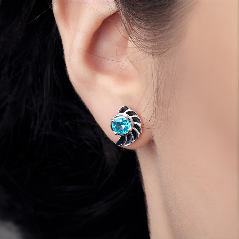 Pendientes en plata con Apatita azul (Pallanova)