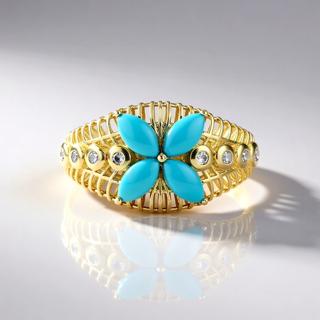 Anello in oro con Turchese Sleeping Beauty (Ornaments by de Melo)