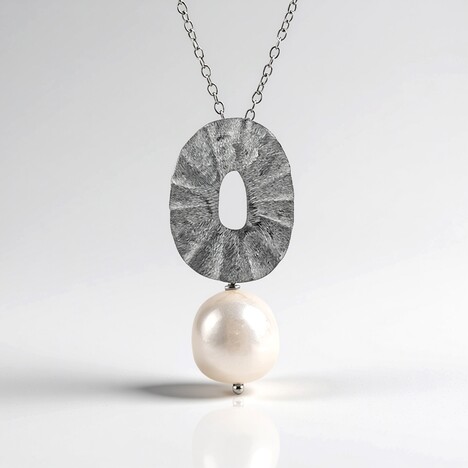 Collana in argento con Perla d'Acqua Dolce Bianca (Joias do Paraíso)