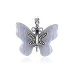 Blue Lace Agate Silver Pendant (Desert Chic)