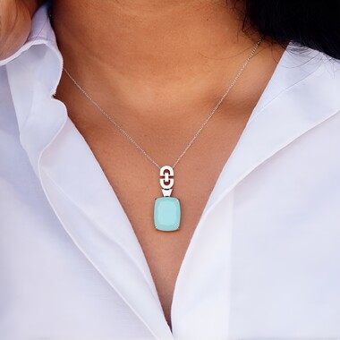 Zawieszka z białego złota - Opal Paraiba (AMAYANI)