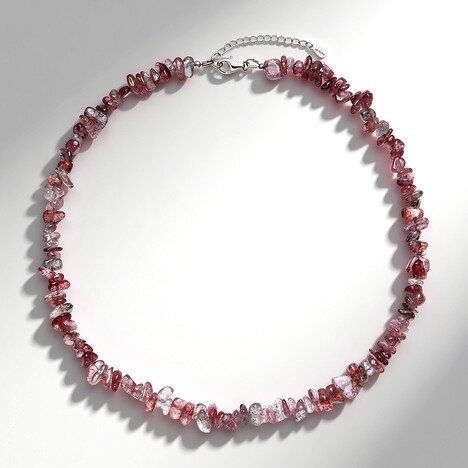 Collana in argento con Quarzo Fragola