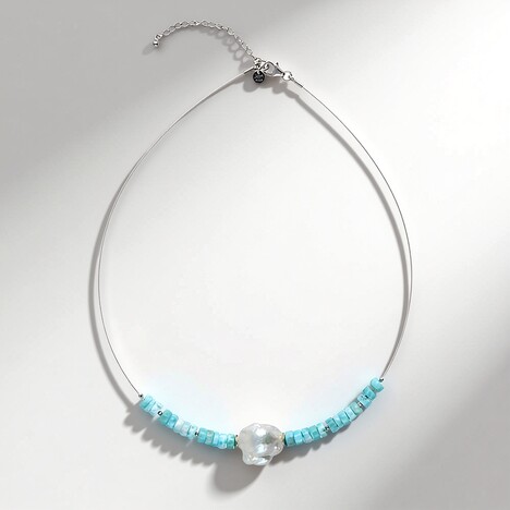 Collana in argento con Perla d'Acqua Dolce Bianca