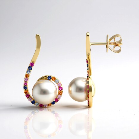 Orecchini in oro con Perla Bianca dei Mari del Sud (Michelle Albala)