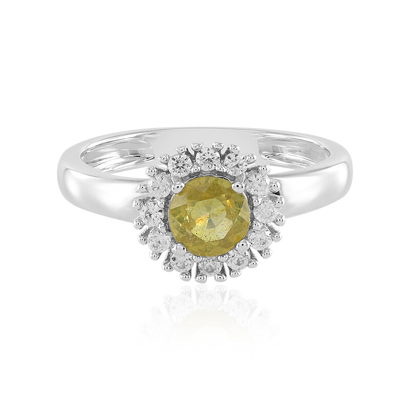 Chic Madagascar Yellow Sapphire Bague en argent 925,
