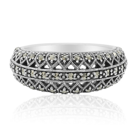 Zilveren ring met marcasieten