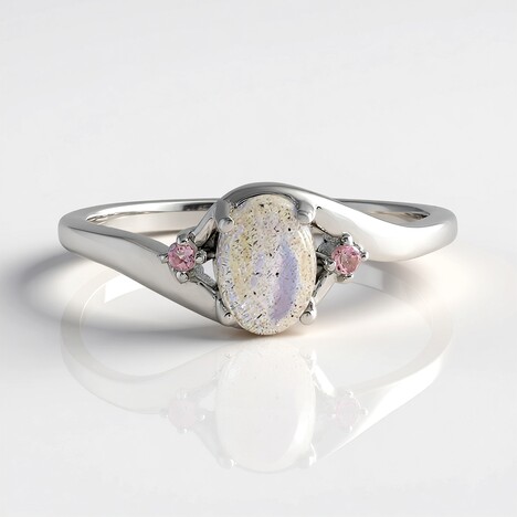 Anello in argento con Labradorite rosa Maniry
