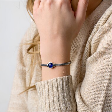 Brazalete en plata con Cianita de Nepal (Nan Collection)