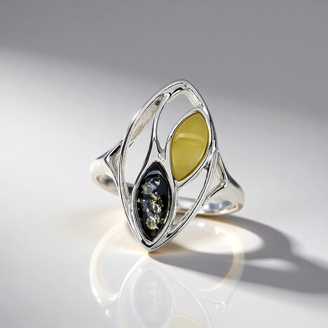 Anello in argento con Ambra Baltica (dagen)