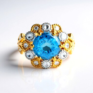 Pierścionek ze srebra - Topaz niebieski Swiss Blue (Gems en Vogue)
