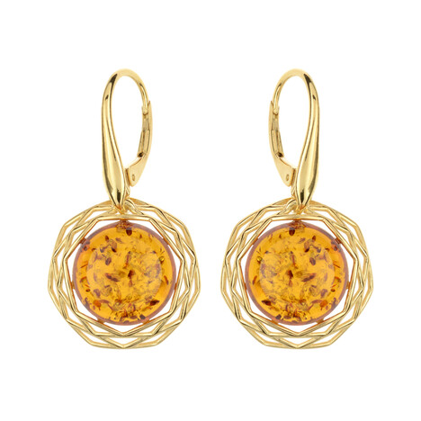 Zilveren oorbellen met cognac Baltische barnstenen (dagen)