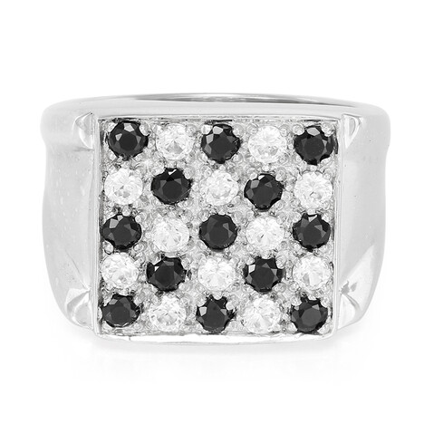 Zilveren herenring met zwarte spinelstenen