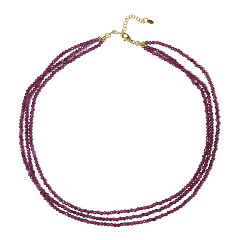 Zilveren halsketting met Mozambique robijnen