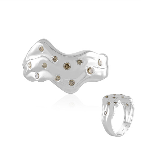 Bague en argent et Diamant champagne I2 (de Melo Essence)