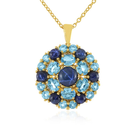 Blauer Stern-Saphir-Silberhalskette