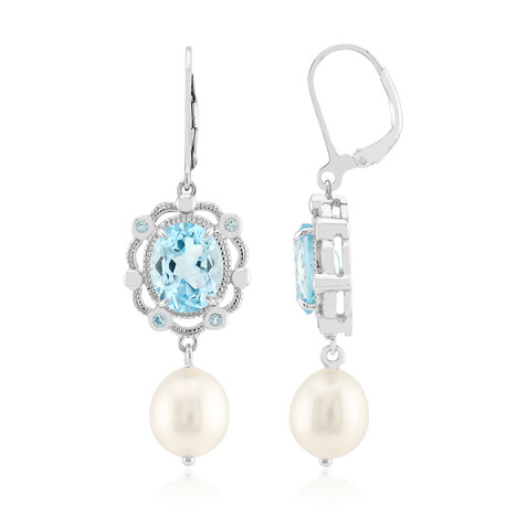 Zilveren oorbellen met Witte zoetwater kweekparels (TPC)