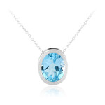 Zilveren halsketting met een hemel-blauwe topaas (MONOSONO COLLECTION)