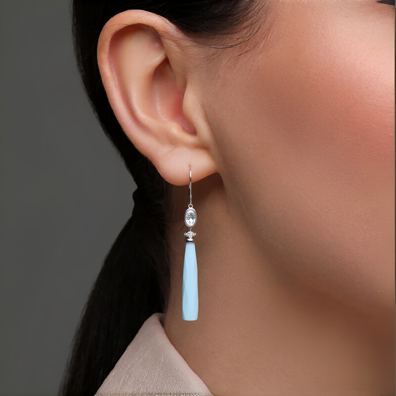 Pendientes en oro con Calcedonia agua  (KM by Juwelo)