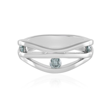 Anello in argento con Diamante Blu I2