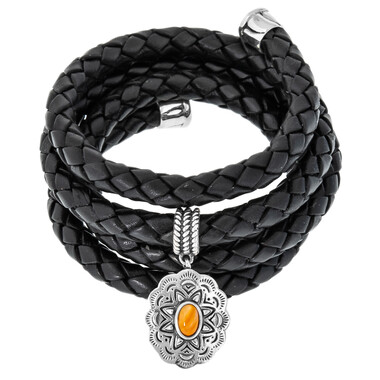 Orange Stachelauster-Lederarmband (Desert Chic)