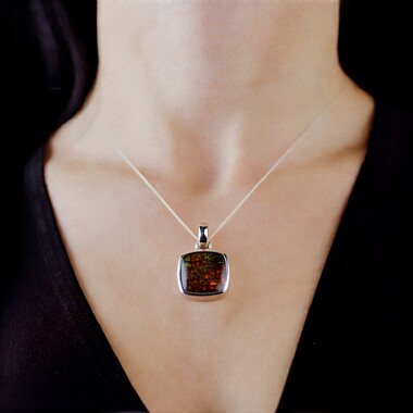 Ammolite Silver Pendant