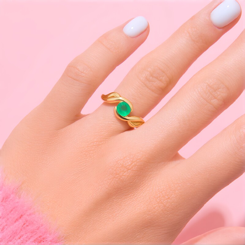 Russischer Smaragd-Silberring (Adela Silber)