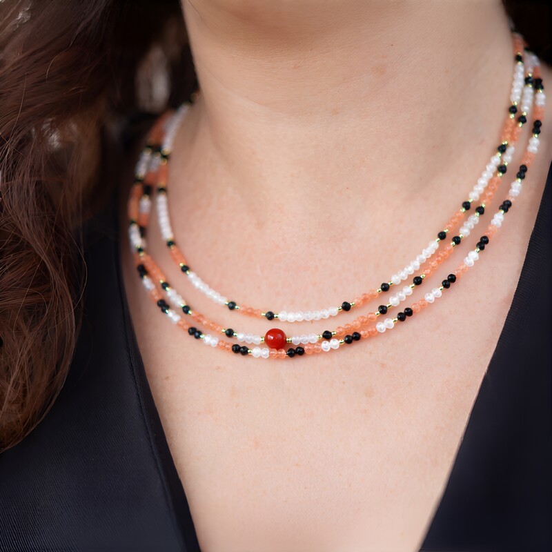 Collana in argento con Agata Rossa (Riya)