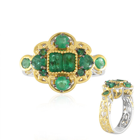 Zilveren ring met Zambia-smaragdstenen (Gems en Vogue)