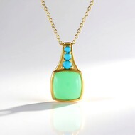 Zilveren halsketting met een chrysopraas (KM by Juwelo)