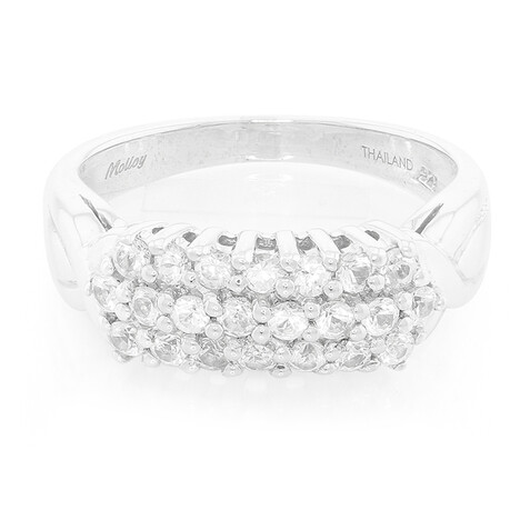 Weißer Saphir-Herren-Silberring