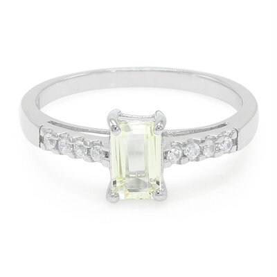 Anello placcato in platino con Kunzite Canarino