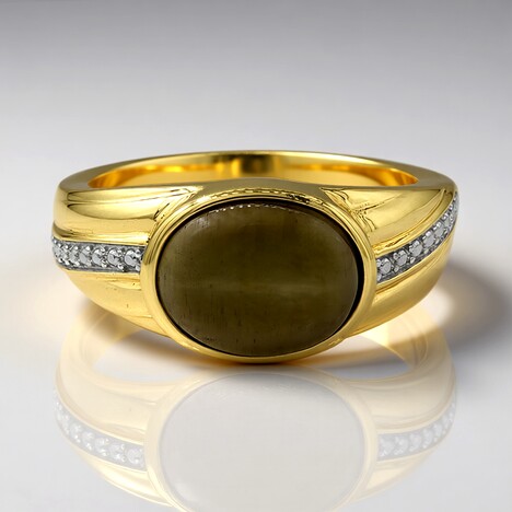 Anello in oro con Apatite Occhio di Gatto (Tenner Diniz)