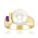 Anillo en oro con Perla blanca del mar del sur (Michelle Albala)