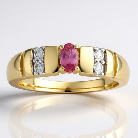 Anello in oro con Zaffiro Padparadscha