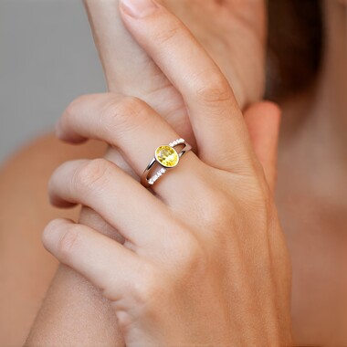 Bague en argent et Béryl jaune